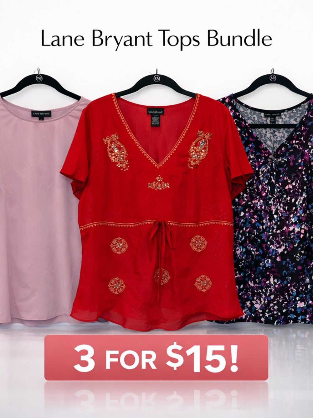 Lane Bryant Women’s Plus Size Tops Bundle – Size 14 – Dressy Blouses 3 for $15